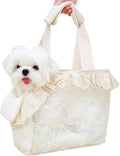 ONECUTE Dog Carrier for Small Dogs Rabbit cat with Lace Design, Cotton Bag, Dog Carrier Soft Sided, Collapsible Travel Puppy Carrier (Beige, 9.4" L x 5.9" W x 9.4" H) by ONECUTE