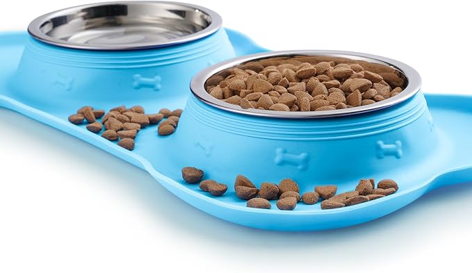 Hubulk Pet Dog Bowls 2 Stainless Steel Dog Bowl with No Spill Non-Skid Silicone Mat + Pet Food Scoop Water and Food Feeder Bowls for Feeding Small Medium Large Dogs Cats Puppies (Medium, Turquoise) - Image 5