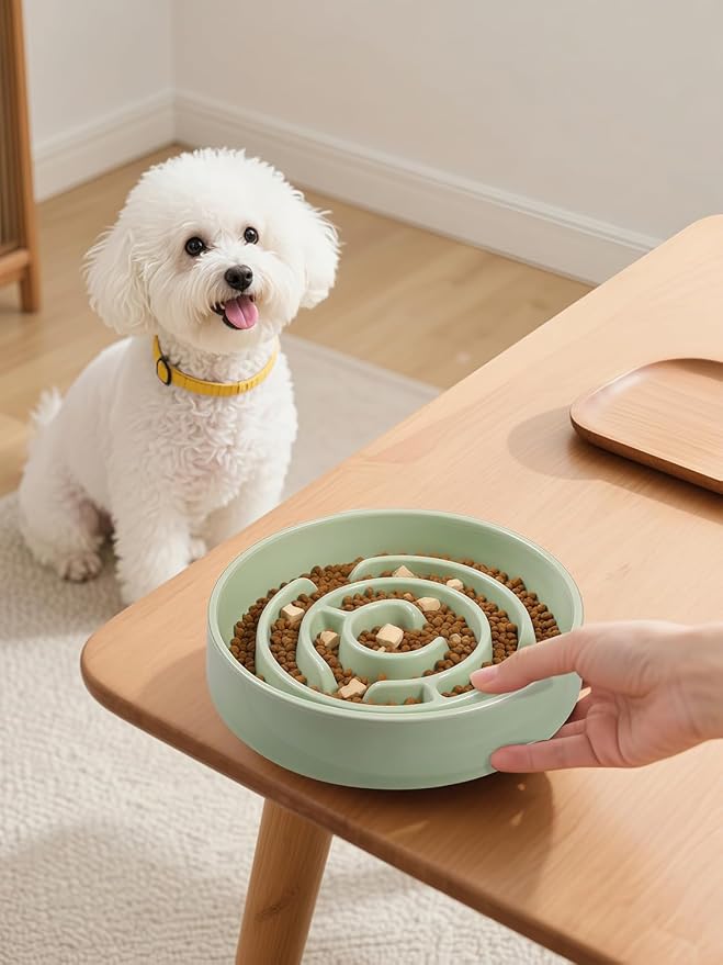 Ceramic Slow Feeder Dog Bowl,1.5 Cups Pet Slow Feeder for Small and Medium Breed,Puzzle Dog Food Dish,Anti-Gulping,Stop Bloat,Preventing Choking(Green) - Image 6