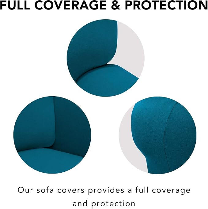 PureFit Stretch Oversized Couch Covers Sofa Slipcovers Peacock Blue | 1-Piece Sofa Cover Washable Soft Couch Protector, Couch Slipcover with Non Skid Foam and Elastic Bottom for Kids, Dogs - Image 3