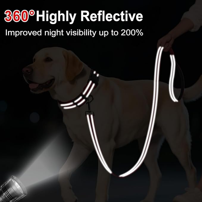 6FT Reflective Dog Leash, Padded Handle for Small Medium Dogs | Comfortable Nylon, Soft Handle Cushioning, Reflective Safety at Night, Walking Leash for Park & Hiking (3/4in, Red) - Image 3