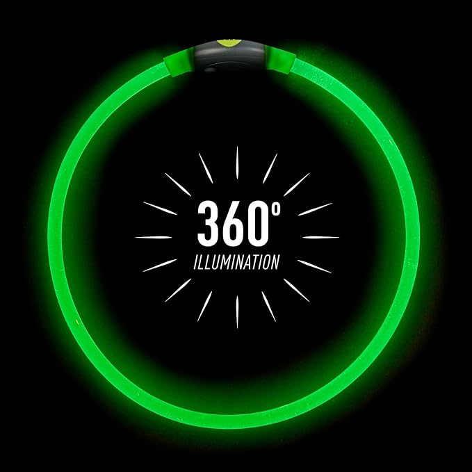 Nite Ize NiteHowl Rechargeable LED Safety Necklace - Dog Light for Dog-Walking Gear - Weather-Resistant Design - 5 Hours Runtime - Cut to Fit from 12” to 27” - Green - Image 2