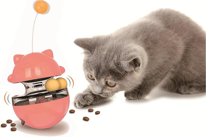 Cat Treat Dispenser Tumbler Interactive Puzzle Feeder, Cat Snacks Temptations Ball Food Puzzle Toy by SUJAYU