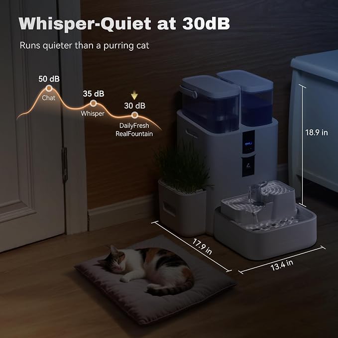 Automatic Cat Water Fountain 10L/338oz Self Filling and Cleaning, Pet Water Dispenser with Filter System for Dogs, 5G Wi-Fi Smart Bowl Wastewater Separation & No Slimy with Quiet Pumps - Image 8