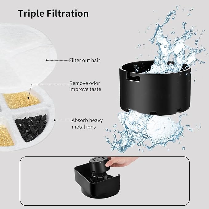 Marchul 1 Gallon Cat Water Dispenser, Automatic Gravity Dog Water Bowl Dispenser with 3 Filters, Stainless Steel Large Capacity Cat Waterer for Cats and Small Dogs (3 Filters) 3.8L - Image 3