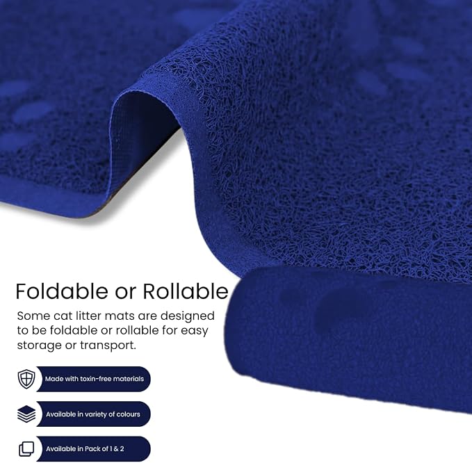 Andalus Jumbo Cat Litter Mat, Pack of 1 - Waterproof, Non-Slip & Easy to Clean Cat Litter Box Mat for Extra Efficient Pet Litter-Trapping, Blue (47” X 35”) - Image 6