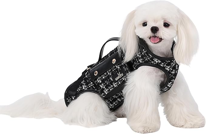 Wakytu Dog Lift Harness Dog Carrier Sling for Small Dogs & Cats,L | stylish puppy sling carrier with handle & pocket,adjustable leash,walking & travel by Petshome