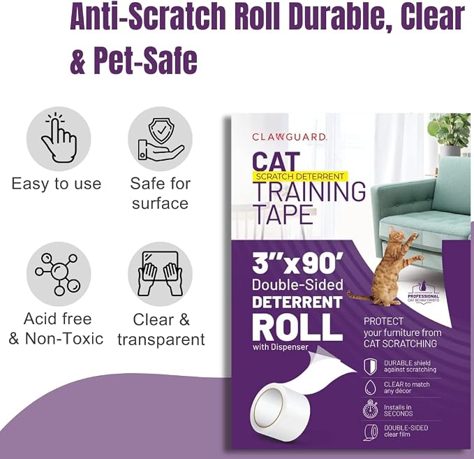 Cat Scratch Furniture Protector Tape Dispenser – Anti Scratch Cat Tape for Furniture, Couch Protector from Claws & Deterrent (XL) - Image 5