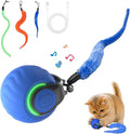 Interactive Cat Toys with Bird Sounds & 3 Speed Modes for Indoor Cats Play | Bird Sounds, 3 Speed Modes, Rechargeable Automatic Rolling, 3 Tails, Fast Charging Ball, For Indoor Cats on Hard Floor Carpet by Geamen
