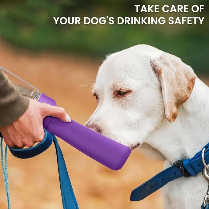 Portable Dog Water Bottle for Walking – 19oz / 12oz Foldable Pet Water Dispenser for Puppies, Medium & Large Dogs – Leak Proof Travel Water Bowl for Small Animals Dog Accessories (12OZ Purple) - Image 7