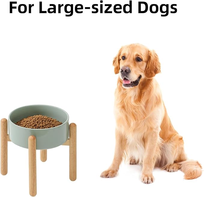 Havniva Ceramic Dog Bowls Elevated, Raised Dog Food Bowl for Large Dogs | 8.3” Elevated Dog Bowls, Non-Slip Wood Stand, Dog Food and Water Bowl Set, Dog Feeding Dish, Large Capacity Pet Water Bowl - Image 4