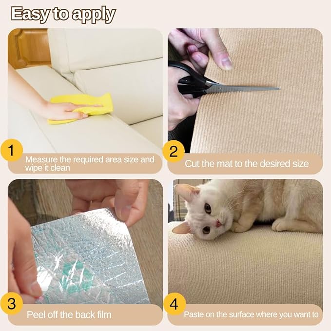 78.7"x15.8" Cat Scratching Carpet Mat Furniture Protector, Covering DIY Cat Tower,and Replacement Pads, Self-Adhesive Trimmable Mat (Khaki) - Image 5