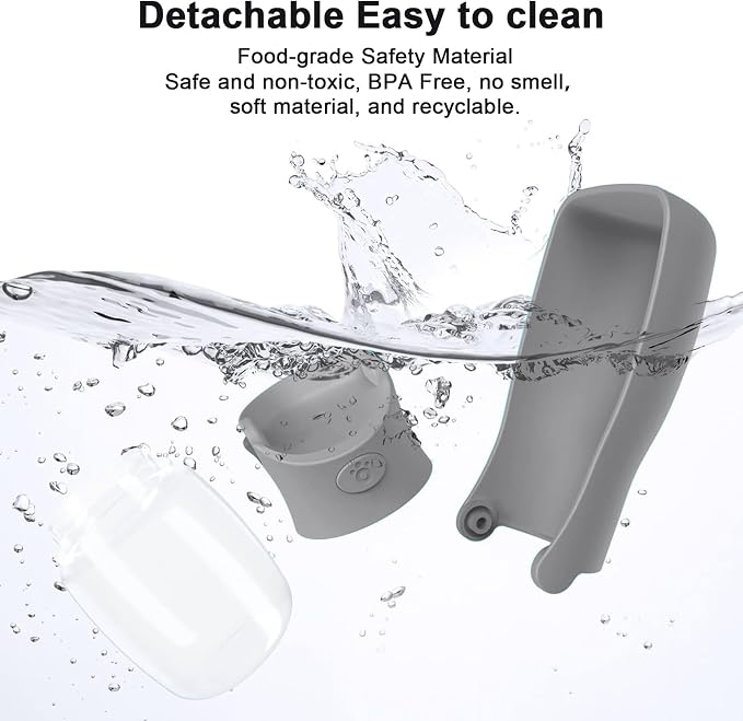 Portable Dog Water Bottle for Walking – 19oz / 12oz Foldable Pet Water Dispenser for Puppies, Medium & Large Dogs – Leak Proof Travel Water Bowl for Small Animals Dog Accessories(19OZ Grey) - Image 3