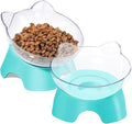 MILIFUN Raised Cat Food Bowls with Stand, Cat Dishes for Food or Water, Cats Tilted Bowl, Pet Dish with Stand (Blue Double Bowl) by Milifunpets
