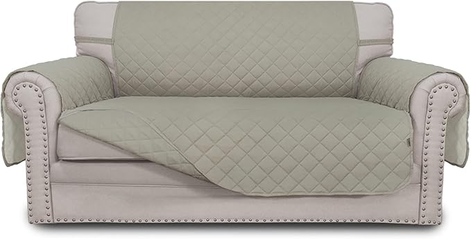 Easy-Going Reversible Loveseat Couch Cover for 2 Cushion Couch Sofa Cover for Dogs Water Resistant Furniture Protector with Foam Sticks Elastic Straps for Pet (Loveseat, Beige/Beige) | Machine Washable Slipcover For Dogs, Water Resistant Furniture Mat ... by Easy-Going