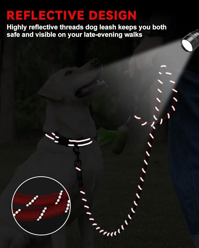 Dynmeow Reflective Dog Collar and Leash Set for Medium Dogs, Red | Soft Neoprene Padded, 6FT Climbing Rope, Ideal for Daily Outdoor Walking or Indoor Wearing, Night Visible for Safety - Image 4