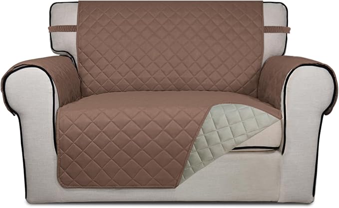 PureFit Reversible Quilted Sofa Cover Dog Couch Covers for Sofa, 28 in | Brown/Beige, Water Resistant Couch Protector, Washable Pet Couch Cover with Non Slip and Elastic Straps For Kids by PureFit