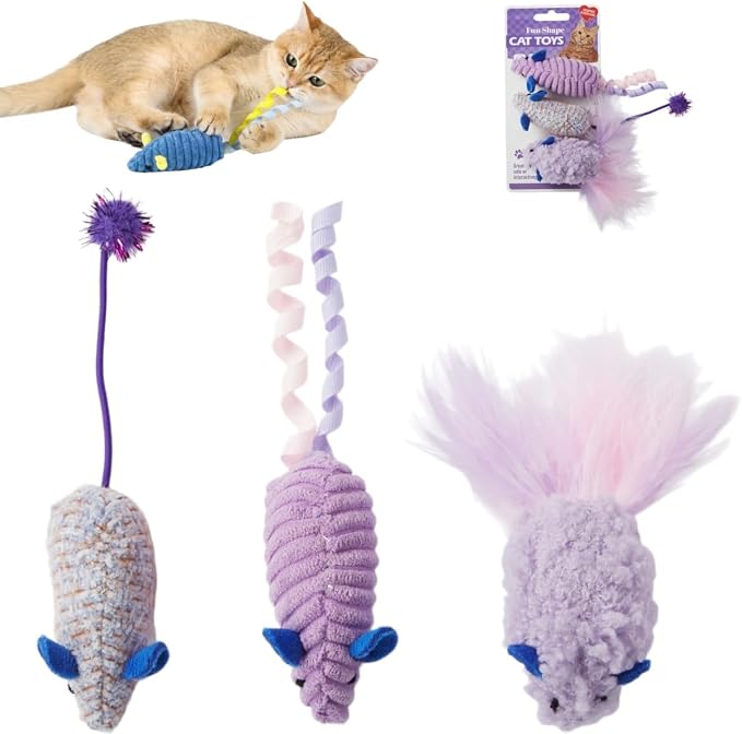 Catnip Toys (3 Pack), Cat Mouse Toys for Indoor Play, Small Interactive Cat Toys for Indoor Cats, Perfect for Single or Multi-Cat Households (Purple) by Unknown