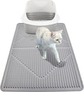 Mofason Rubber Large Cat Litter Mat, Grey Silicone Kitty Cat Litter Box Mat | Waterproof 28"x20" litter matt for cats; easy clean litter trapping catcher mat, cat litterbox mats, large pet mat cat indoor by Mofason