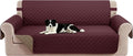 Reversible Couch Cover for 3 Cushion, Sofa, Burgundy/Camel | Couch Cover for Sofa, Pet Friendly Water Repellent Couch Sofa Cover, Washable Furniture Protector with Elastic Straps by LuxshareHome