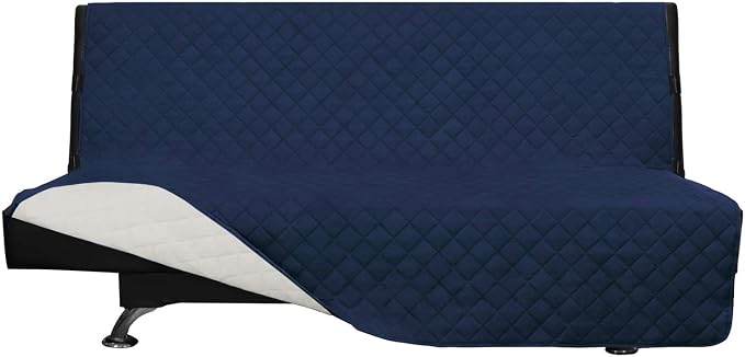 Easy-Going Reversible Couch Cover, Large Futon Sofa, Navy/Ivory | Machine Washable Slipcover For Dogs, Water Resistant Furniture Mat For Living Room, Non-Slip Sofa Cover, Pet Friendly by Easy-Going