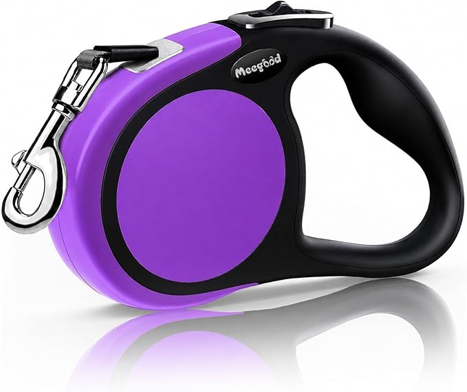 Heavy Duty Retractable Dog Leash-16ft Strong & Durable Walking Leash for S to L Dogs up to 45/115 lbs, Upgraded Lock System, Non Slip Grip, Tangle Free (Purple, Small/Medium) by MEEGOOD