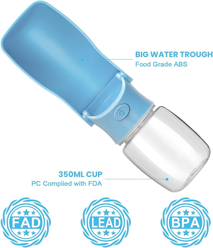 Portable Dog Water Bottle, Foldable Water Bottle for Dog, SkyBlue, 12oz | Leak Proof Dispenser, Dishwasher Safe, Puppy Travel Water Bowl Fit for Cat, Rabbit, Small Animals Walking, Hiking, Travel - Image 2