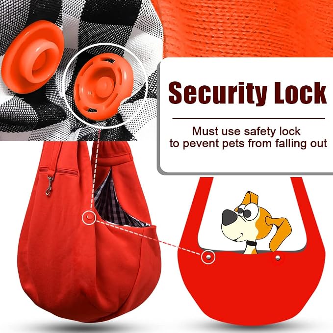 Tomkas Small Dog Cat Sling Carrier Puppy Purse Travel Wrap Soft Crossbody Pet Bag (Red, M - Zip Pocket & Adjust Strap) - Image 4