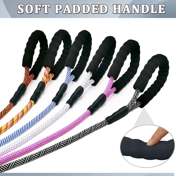 MayPaw 8ft Long Rope Dog Leash for Large Medium Dogs Soft Handle Dog Lead | 1/2-In Thick Lead, 3/6/8/10/12/15/20FT Soft Padded Handle Strong Nylon Pet Leash, 14+ Colors (1/2" * 8', Pink-Blue dot) - Image 3