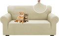 XINEAGE Stretch Jacquard Loveseat Cover, Non Slip Sofa Slipcover for Dog | High-Stretch Fabric. Wear-Resistant, Pet Friendly. Easy Install & Washable for Living Rooms, Offices.Light Beige by XINEAGE