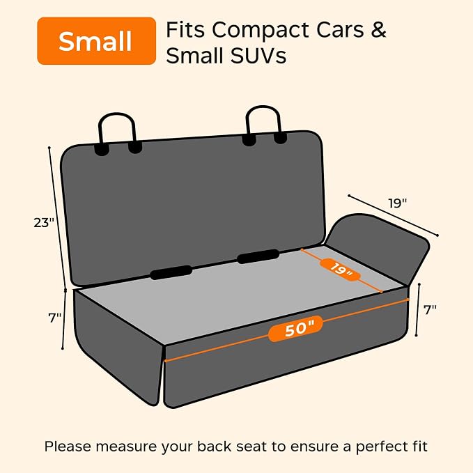 URPOWER Dog Car Seat Cover for Back Seat, Waterproof Car Seat Protector | Non-Slip, Scratch-Resistant, Machine-Washable 600D Oxford Fabric Rear Bench Seat Cover for Compact Cars and Small SUVs - Image 3
