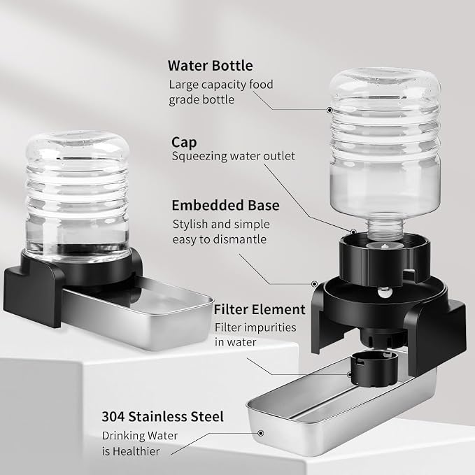 Marchul 1 Gallon Cat Water Dispenser, Automatic Gravity Dog Water Bowl Dispenser with 3 Filters, Stainless Steel Large Capacity Cat Waterer for Cats and Small Dogs (3 Filters) 3.8L - Image 4