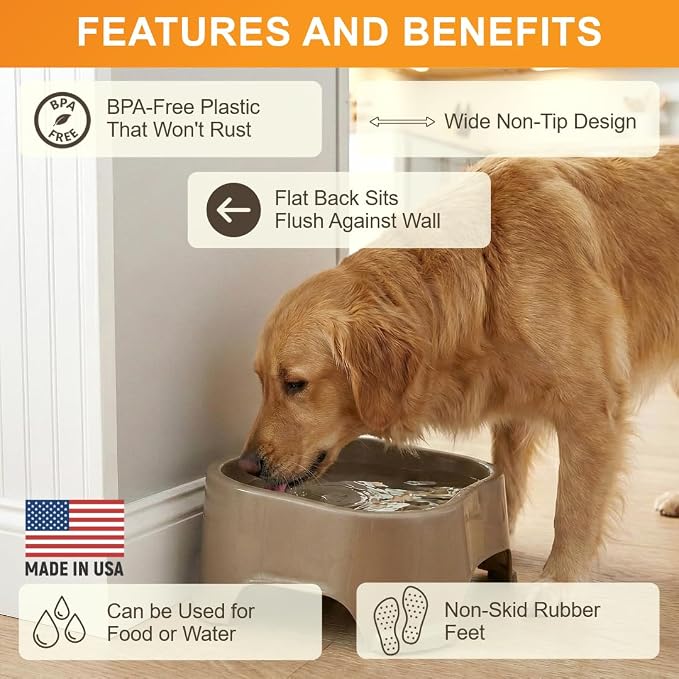 Neater Pet Brands Extra Large Water Bowl for Dogs, Outdoor Dog Water Bowl (1.25 Gallon XL Capacity), Big Trough Style Food Dish for Indoors or Outside, No Spill Large Dog Bowls, Champagne - Image 5