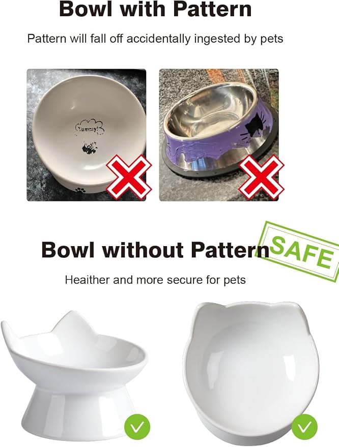 ABRUTY Cat Food Bowl, 5 OZ Ceramic Elevated Kitten Water Bowl, 15° Tilted Raised Pet Feeder, Anti Vomiting and Whisker Friendly Dishes for Fat Faced, Cat, Kitten, Small Dog - Image 4