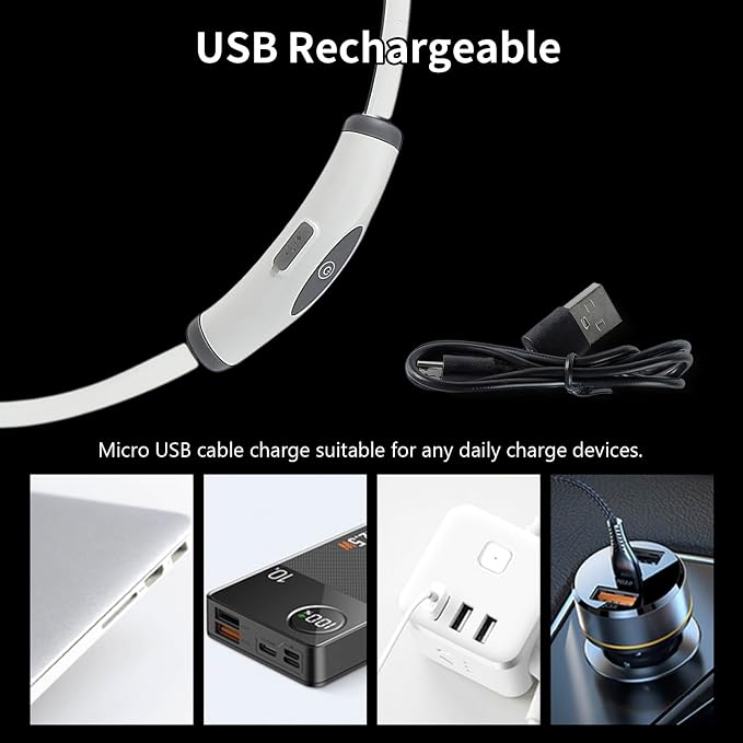 LED Dog Collar 7 Colors in 1, USB Rechargeable Waterproof Light Up Collar, 3 Flashing Mode for Night Walking Safety, TPU cuttable (70cm) - Image 4