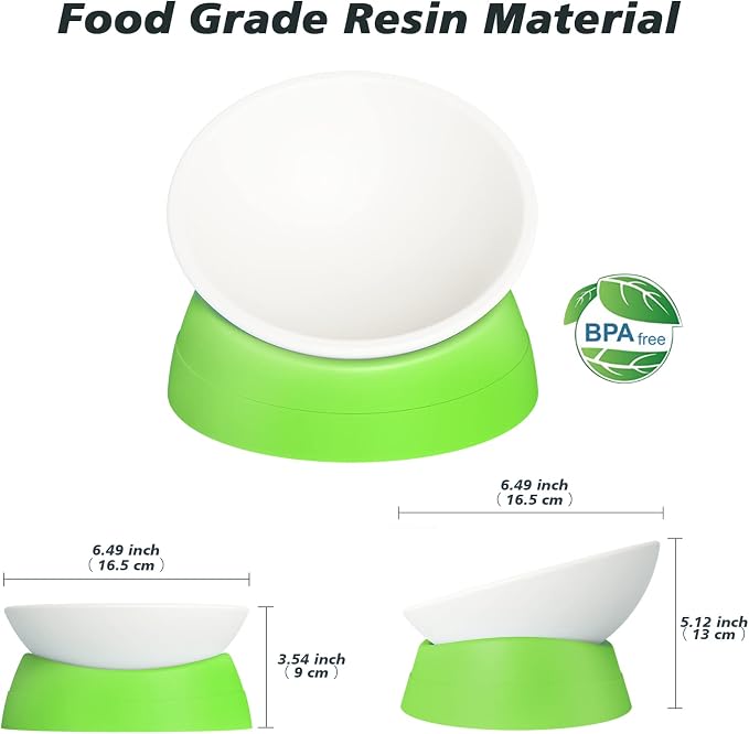 Elevated Cat Bowl, Adjustable Raised Slanted Food Bowl for Cats and Small Dogs, Wide Shallow PP Dish with TPR Non Slip Base, Whisker Friendly, 17 oz - Image 4
