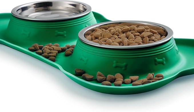 Hubulk Pet Dog Bowls 2 Stainless Steel Dog Bowl with No Spill Non-Skid Silicone Mat + Pet Food Scoop Water and Food Feeder Bowls for Feeding Small Medium Large Dogs Cats Puppies (Medium, Hunter Green) - Image 5