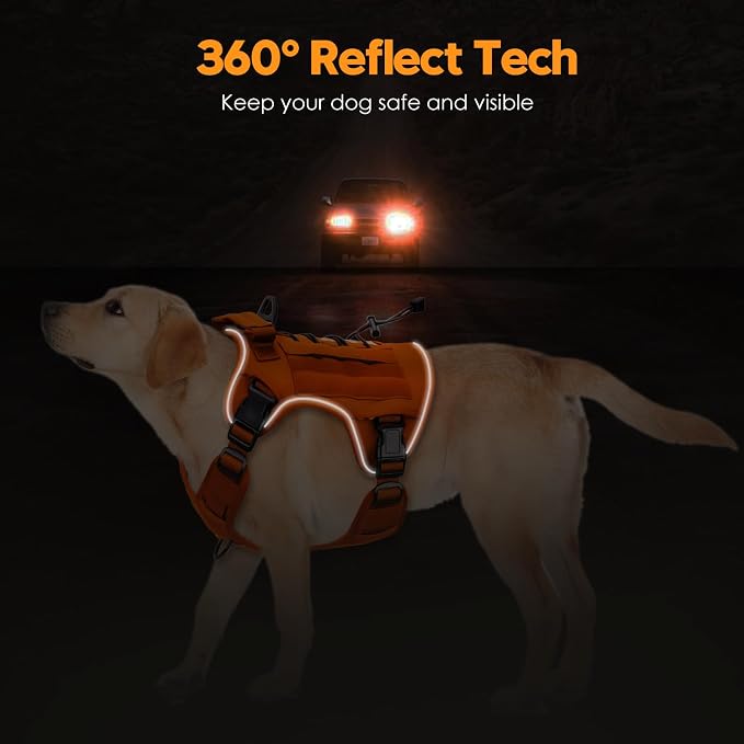Heavy-Duty Tactical Dog Harness for Large Dogs, No Pull Adjustable Reflective Pet Vest with Molle System, K9 Military-Grade Control for Service Training, Outdoor & 10+ Breeds, Orange, X-Large - Image 5