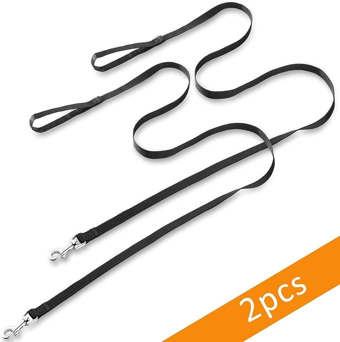 AMAGOOD 6 FT Cat Leash, Strong and Durable Traditional Style Leash with Easy to Use Collar Hook,Cat Lead Great for Cats (3/4 in x 6 ft,Black and Black(2-Pack)) - Image 2