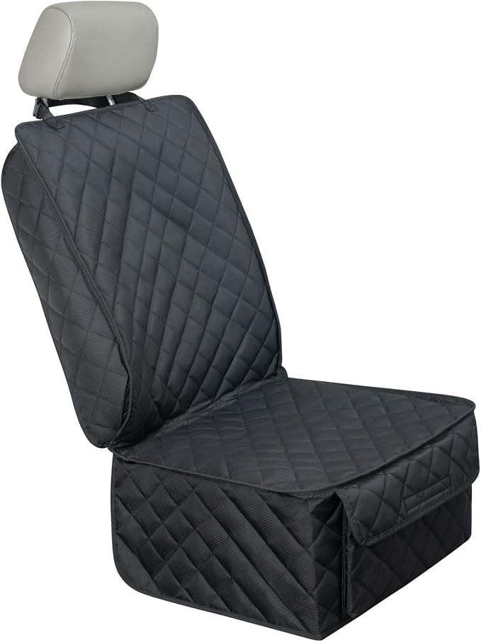 Waterproof Front Seat Cover Dog Car Seat Covers Nonslip and Full Protection with Side Flaps Fits Most Cars, Trucks, SUVs(Black, 1Pack) by HAPYFOST