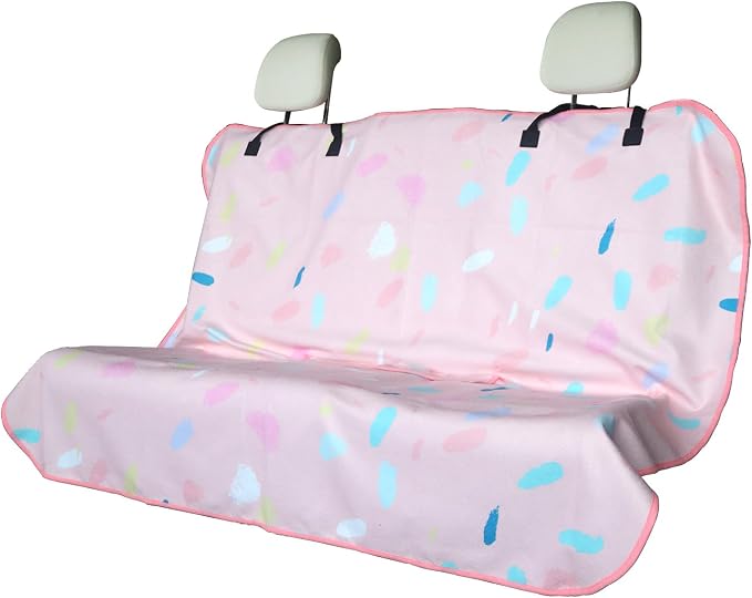 Back Seat Cover for Car Trucks Van SUV Jeep,Waterproof Rear Bench Towel Seat Covers for Kids,Automotive Backseat Protector (Pink Marbling) by LoyaGour
