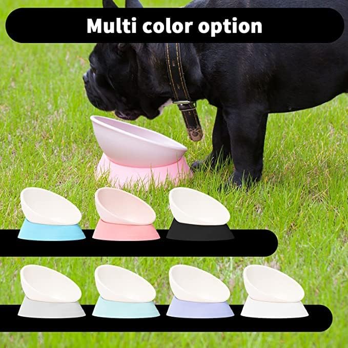 Bulldog Bowl Anti-Slip Dog Cat Dish Detachable Rubber Dog Bowl Pet Sterile Tilted Pet Feeder Slope Base (Grey, 2 Cup (Small/Medium Dog)) - Image 6