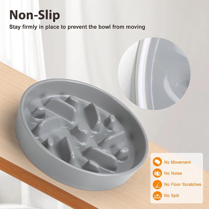 Ceramic Slow Feeder Dog Bowl, 2 Cups Maze Puzzle Dish to Slow Down Eating | Premium Ceramic Material with Anti-Slip Design, Suitable for Small, Medium and Large Breed Dogs Daily Feeding - Image 4