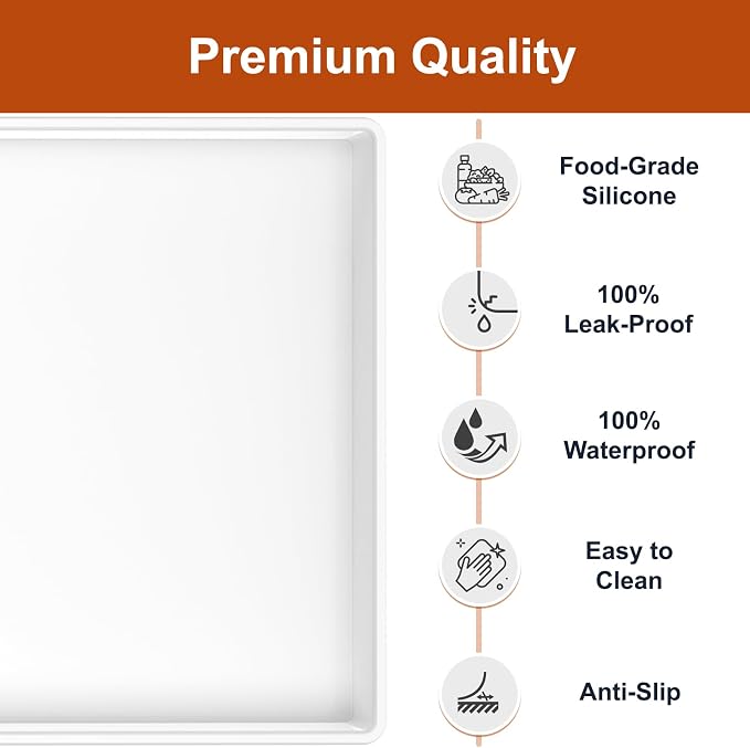 22" x 19" Extra Thick Silicone Mat Waterproof with Raised Edge, White | Under Sink Mat for Kitchen & Bathroom, Kitchen Cabinet Liner, Multi-Purpose for Storage & Protection - Image 2
