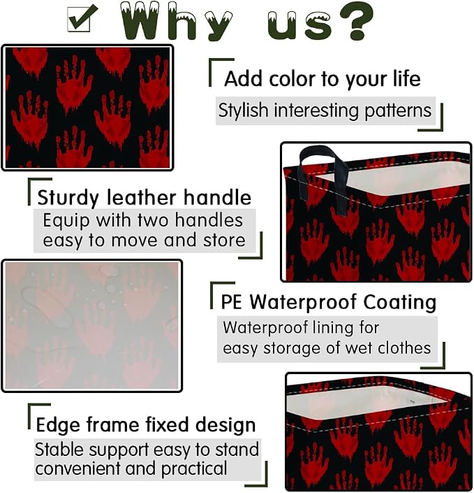 Halloween Ghost thriller basket,Empty Halloween basket,Horror and thriller decor,Trick or Treat Box for Boys and Girls,Horror decor(Handprint) - Image 6