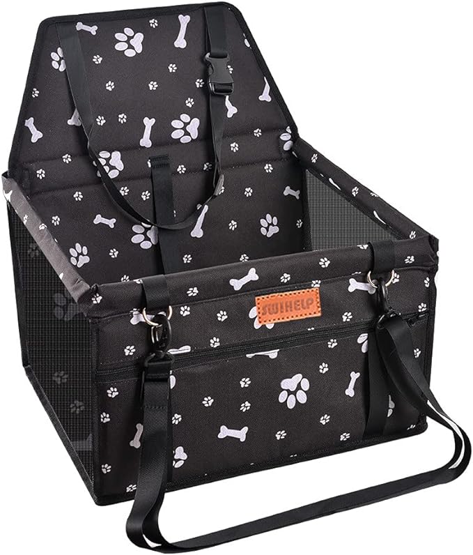 Dog Car Seat Puppy Portable Pet Booster Car Seat with Clip-On Safety Leash and PVC Support Pipe, Anti-Collapse,Perfect for Small Pets by SWIHELP