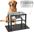 2 Gallon Elevated Dog Water Bowl for Large Dogs with Spill-Proof Mat, 4-Height Adjustable Raised Dog Water Bowl Stand (9.4-14.2'') with Stainless Steel Bowls for Indoor/Outdoor by TIDANT