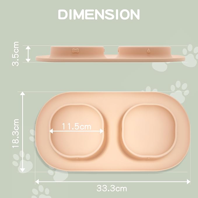 Dog Food Bowls Pet Bowls & Dog Water Bowls with No-Spill and Non-Skid, Feeder Bowls with Dog Bowl Mat for Small Medium Large Size Dogs Cats Puppy Pets, Dog Dishes (Khaki) - Image 2
