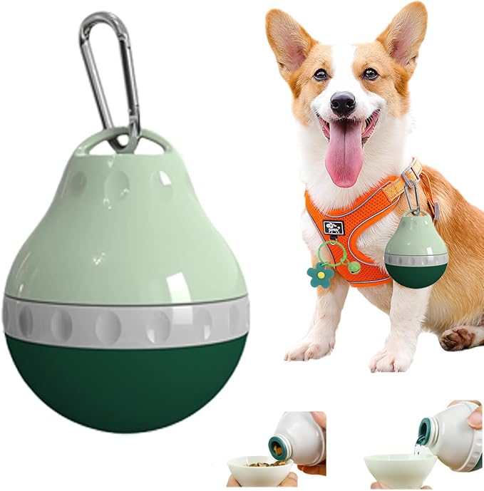 Dog Travel Water Bottle Detachable Bowl Leak Proof Portable ，Silicone Bottle Body，Collapsible and Suitable for Small Pets for Outdoor Walking, Hiking, Travel (Green2, 200ml2) by Unknown