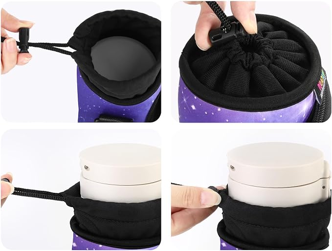 Nuovoware Water Bottle Carrier Bag, 25oz/32oz, StarrySky Purple | Adjustable Shoulder Hand Strap, 2 Pocket, Sling Neoprene Sleeve, Sports Water Bottle Accessories - Image 7
